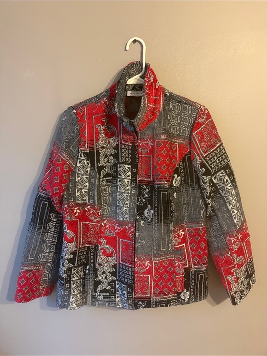Susan Graver Jackets & Blazers - Vintage Susan Graver Tapestry Jacket. Black/Red/Gray. Size 8